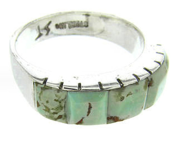 Silver Turquoise Inlay Southwestern Ring Size 6-3/4 CW63645
